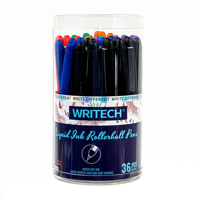 WRITECH Liquid Ink Rollerball Pens Quick Dry Ink 0.5 mm Extra Fine Point Pens 8 Pcs Rollering Pens Assorted Colors Ink for Writing, Taking Notes & Ske
